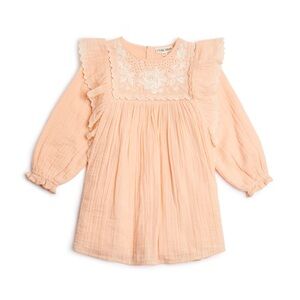 Louise Misha Toddler Girls Zohra Dress in Blush Pink Embroidered Ruffle, Size 4Y